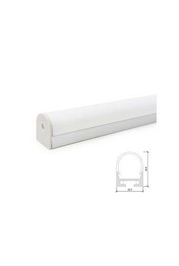 Perfíl Aluminio Curvado para Tira LED Techo/Colgante Difusor Opal LLE-ALP027 x 2M