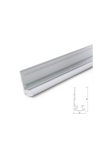 Perfíl Iluminación Escaleras - Gomas Antideslizantes - Difusor Opal x 1M