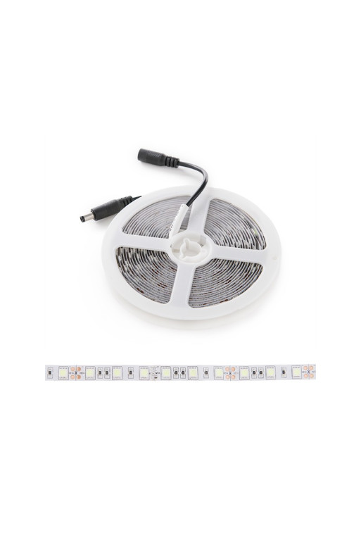 Tira de 300 LEDs 60W 2.100Lm SMD5050 12VDC IP65 AzúlHielo x5M 30.000H [CA-5050-300-IP65-IB]