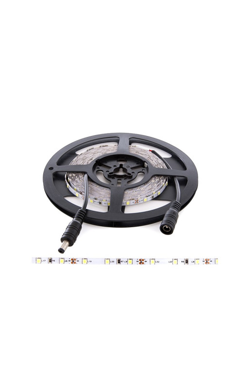 Tira de 60 LEDs 24W 1.200Lm 6000ºK SMD3528 12VDC IP25 5Mm Ancho x5M 30.000H [CA-60-3528-12V-5MM-IP25-CW]