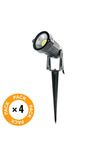 Pack 4 Focos LED Pincho Jardín 5W 450Lm 6000ºK 30.000H [SL-SL-C10-5W-CW-PK4-AP]