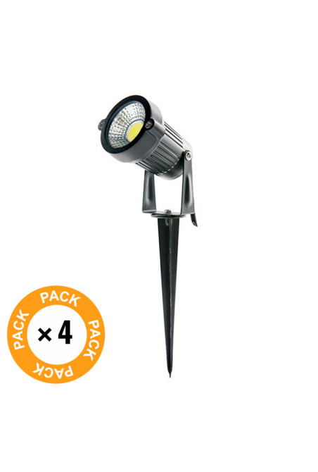 Pack 4 Focos LED Pincho Jardín 5W 450Lm 6000ºK 30.000H [SL-SL-C10-5W-CW-PK4-AP]