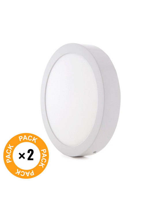 Pack 2 Plafónes LED 24W 1900Lm 6000ºK Superficie 30.000H [HO-PLAF-C-24W-CW-PK2-AP]