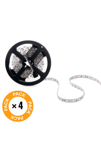 Pack 4 Tiras LED 72W 4200Lm 300 X SMD5050 12VDC IP33 x5M 30.000H [PL-219012-RGB-IP33-PK4-AP]