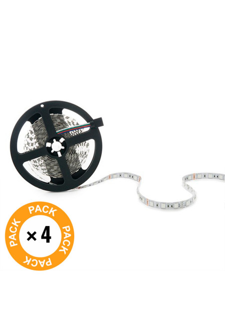 Pack 4 Tiras LED 72W 4200Lm 4200ºK 300 X SMD5050 12VDC IP65 x5M 30.000H [PL219012-PK4-AP]