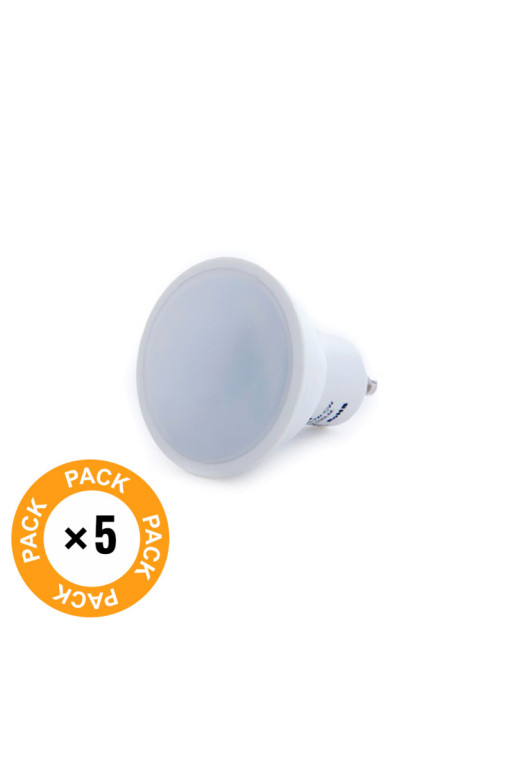 Pack 5 Bombillas LED GU10 6W 500Lm 4200ºK 30.000H [HO-GU10-SMD-6W-IC-W-PK5-AP]