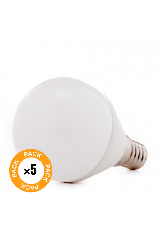 Pack 5 Bombillas LED E14 5W 410Lm 6000ºK 30.000H [HO-P45-E14-5W-RC-CW-PK5-AP]