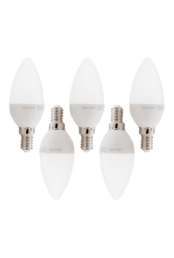 Pack 5 Bombillas LED E14 5W 410Lm 6000ºK 30.000H [HO-C37-E14-5W-RC-CW-PK5-AP]