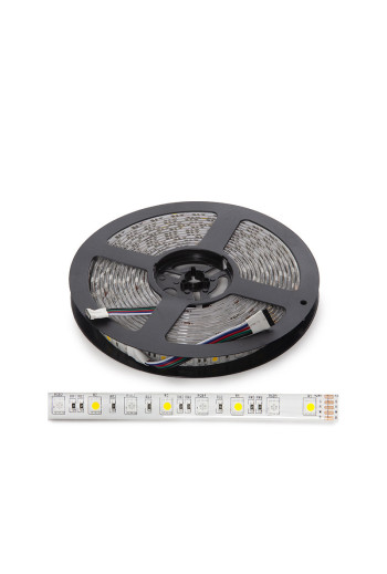 Tira de 300 LEDs 60W 3.780Lm 4200ºK SMD5050 24VDC IP65 RGB+Blanco x5M 30.000H [CA-5050-60-24-IP65-RGB-W]