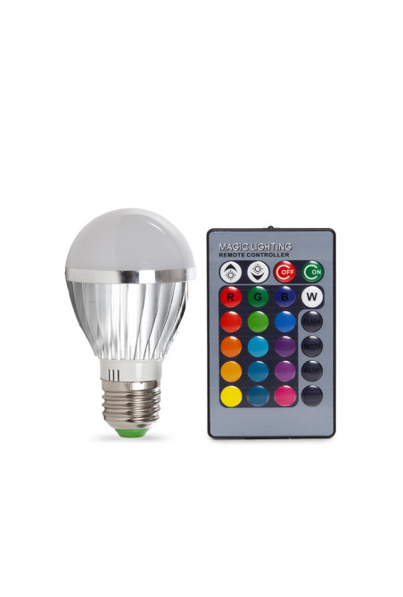 Bombilla LED E27 3W RGB Mando a Distancia 30.000H [KD-105E273W]