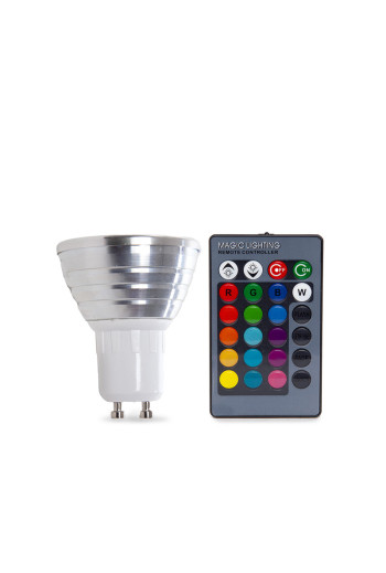 Bombilla LED GU10 3W RGB Mando a Distancia 30.000H [PL187220-GU10]