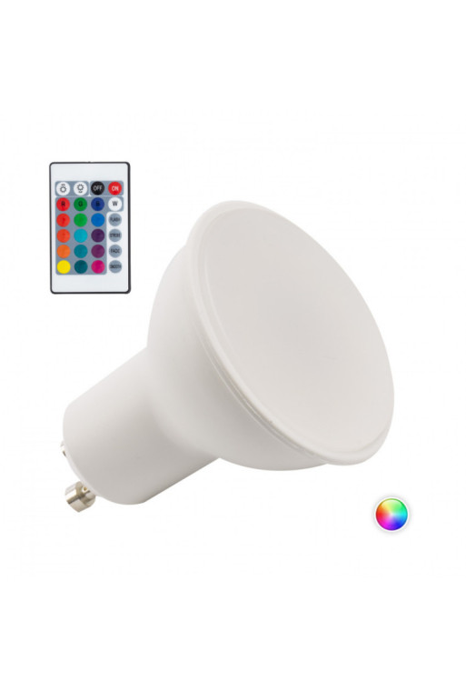 Bombilla LED GU10 5W RGB Mando a Distancia 30.000H [PL187221-GU10]