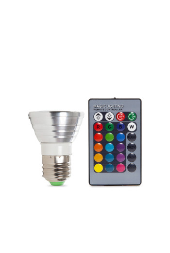 Bombilla LED E27 3W RGB Mando a Distancia 30.000H [PL187220-E27]