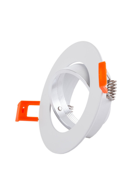 Aro Foco Downlight  Circular Basculante Aluminio Blanco 93Mm