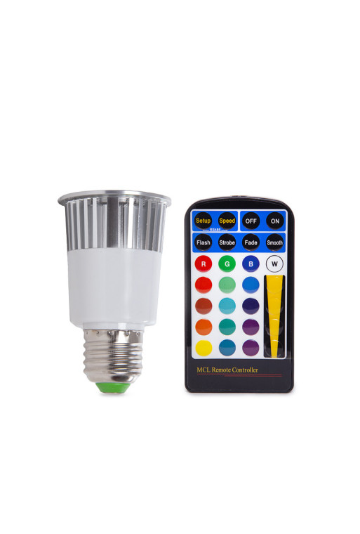 Bombilla LED E27 5W RGB Mando a Distancia 30.000H [PL187221-E27]