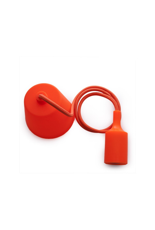 Portalámparas E27 Cable - Rosetón Naranja