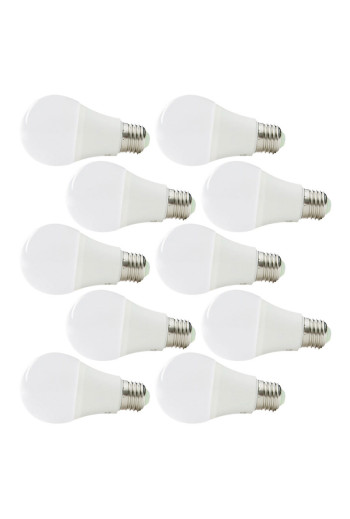 Pack 10 Lámparas LEDs Esférica Aluminio/PC E27 9W 810Lm 30.000H