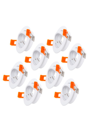 Pack 8 Aro Foco Downlight  Basculante Circular Aluminio Blanco 93Mm