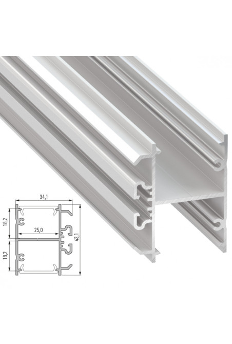 Perfil Aluminio Tipo DOPIO 2,02M