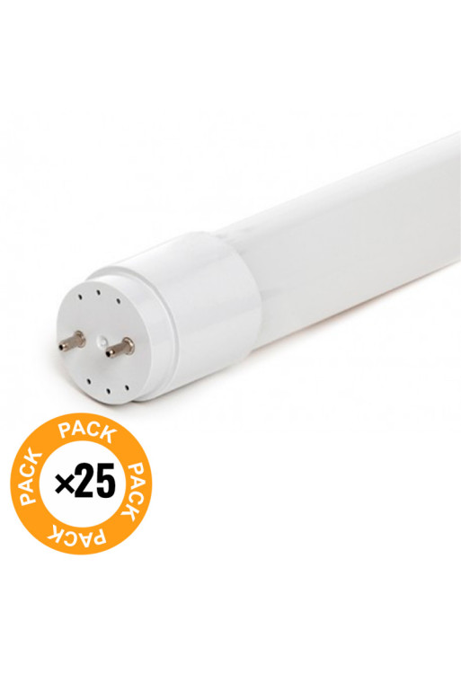 Pack 25 Tubo LED Vidrio  60Cm T8 9W Conexión un Extremo