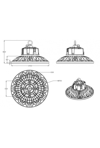 Campana LED 100W 15.000Lm 5000ºK PRO IP66 IK08 50.000H [1177-HB -JL07 R-M100W-CW]