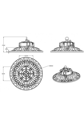 Campana LED 200W 30.000Lm 5000ºK PRO IP66 IK08 50.000H [1177-HB -JL07 R-M200W-CW]