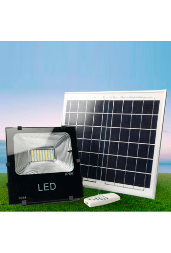 Foco Proyector LED 10W 1.000Lm 6000ºK Solar Sensor 10W + Control Remoto Panel 6V/6W 30.000H [PL-626001-CW]