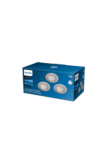 Pack 3 Downlight LED Philips \"Sparkle\" Circular 5,5W 350Lm Niquelado 2700K [PH-929002374322]