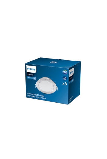 Pack 3 Downlight LED Philips \"Diamond Cut\" Circular 3,5W 300Lm Plata 2700K [PH-929002515233]