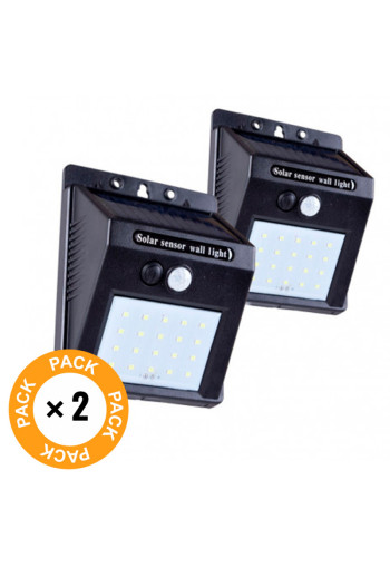 Pack 2 Apliques LED 6000ºK Solar IP65 Sensor Luz + Movimiento 30.000H [WR-SW5050-PIR-PK2]