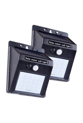 Pack 2 Apliques LED 6000ºK Solar IP65 Sensor Luz + Movimiento 30.000H [WR-SW5050-PIR-PK2]