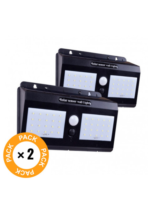 Pack 2 Apliques LED 6000ºK Solar IP65 Sensor Luz + Movimiento 30.000H [WR-SW8019-PIR-PK2]