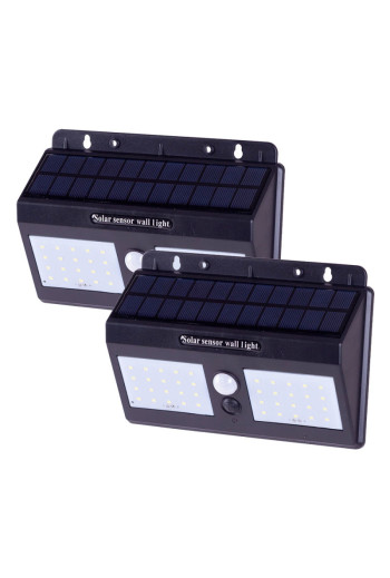 Pack 2 Apliques LED 6000ºK Solar IP65 Sensor Luz + Movimiento 30.000H [WR-SW8019-PIR-PK2]