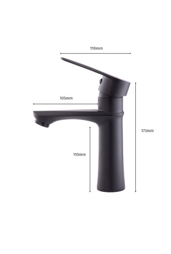 Grifo Lavabo Latón/Zinc, Negro, Agua Caliente-Fría, Latiguillos, Caño Bajo, Monomando [QLI-FA982]