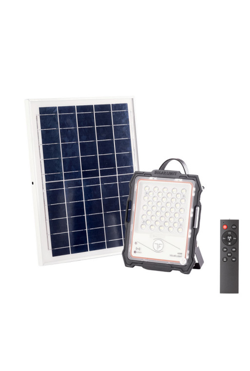 Proyector LED Solar 40W 4000Lm Sensor_Control Remoto Panel:5V 15W Batería: 3,3V 12.000Ma [LUM-MJ-DW901]