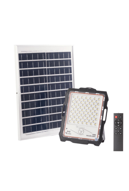 Proyector LED Solar 60W 6000Lm Sensor_Control Remoto Panel:5V 25W Batería: 3,3V 18.000Ma [LUM-MJ-DW902]