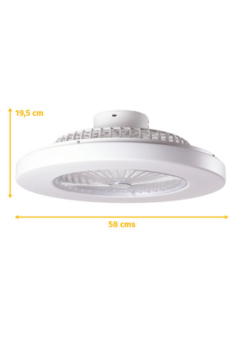 Ventilador de Techo 40W 2000Lm Iluminación LED CCT Variable Control Remoto 50.000H - Blanco [HO-LEDFAN-08-W]