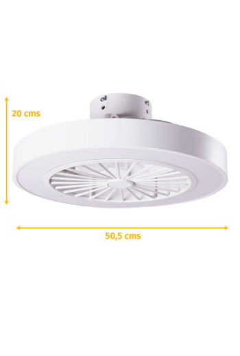 Ventilador de Techo 36W 1800Lm Iluminación LED CCT Variable Control Remoto 50.000H - Blanco [HO-LEDFAN-12-W]