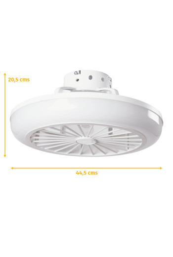 Ventilador de Techo 36W 1800Lm Iluminación LED CCT Variable Control Remoto 50.000H - Blanco [HO-LEDFAN-13-W]