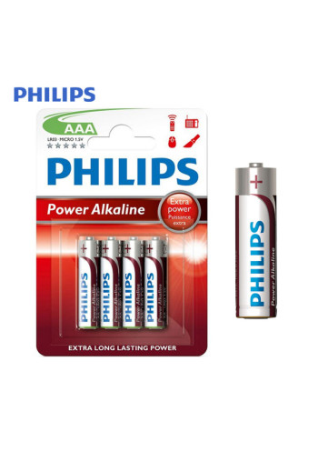 Pila Alkalina Philips AAA LR03 1,5V (Blister 4 Unid) [E3-38400]