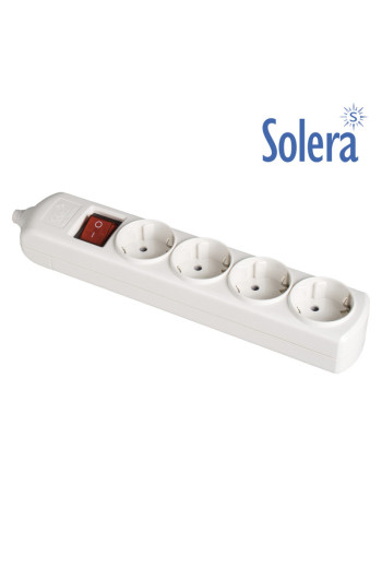 Base Bipolar 4 Tomas con T/T Lateral 16A 250V Color Blanco Interruptor Luminoso Solera [E3-41215]