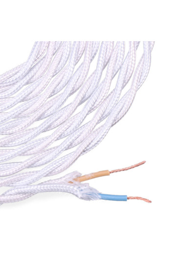 Cable Textíl Trenzado 2x0,75mm C-01 Aluminio Seda Color Blanco 5m [E3-11876]