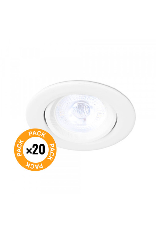 Pack 20 Downlights Redondo LED 7W 600Lm 4200ºK 38º 30.000H [HO-IN-DL7W-W-PK20]