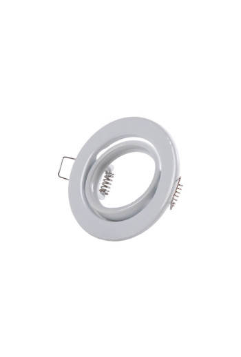 Pack de 5 Bombillas LED GU10 6W 500Lm 6000ºK 30.000H - Aro Downlight Redondo Inclinable \"Vepa\" Acero 90mm - Blanco