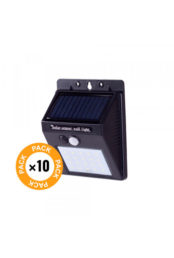 Pack 10 Apliques LED 6000ºK Solar IP65 Sensor Crepuscular + Movimiento 30.000H [WR-SW5050-PIR-PK10]