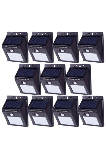 Pack 10 Apliques LED 6000ºK Solar IP65 Sensor Crepuscular + Movimiento 30.000H [WR-SW5050-PIR-PK10]