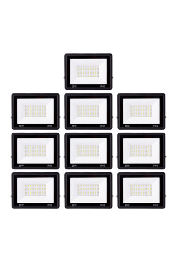 Pack 10 Proyectores LED 50W 4.000Lm 6000ºK IP66 Orientable 50.000H [LM-6007-CW-PK10]