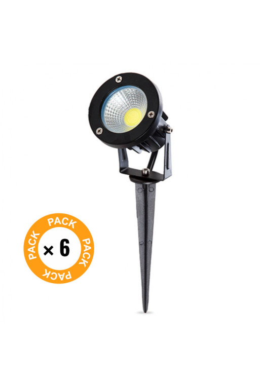 Pack 6 Focos LED Jardines 9W 758Lm 3000ºK Pincho 50.000H [SL-CPDC09-9W-WW-PK6]