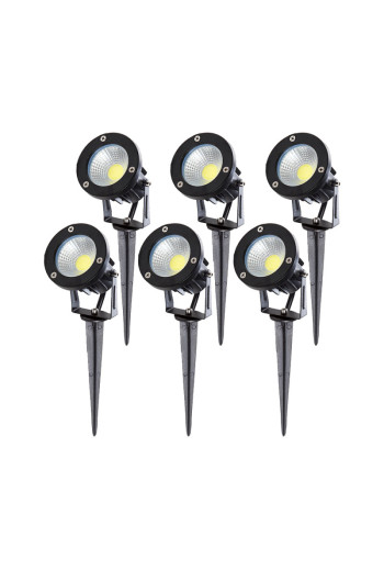 Pack 6 Focos LED Jardines 9W 758Lm 3000ºK Pincho 50.000H [SL-CPDC09-9W-WW-PK6]